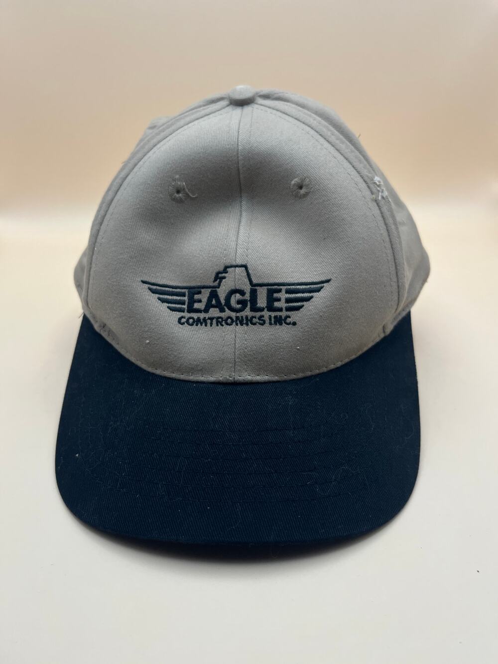 Vintage Eagle Comtronics Inc Strapback Hat Gray Navy Embroidered Eagle Logo